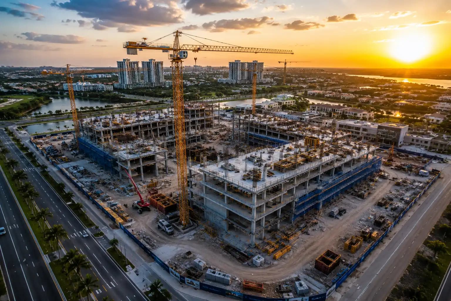 Construction site aerial progress and time-lapse coverage