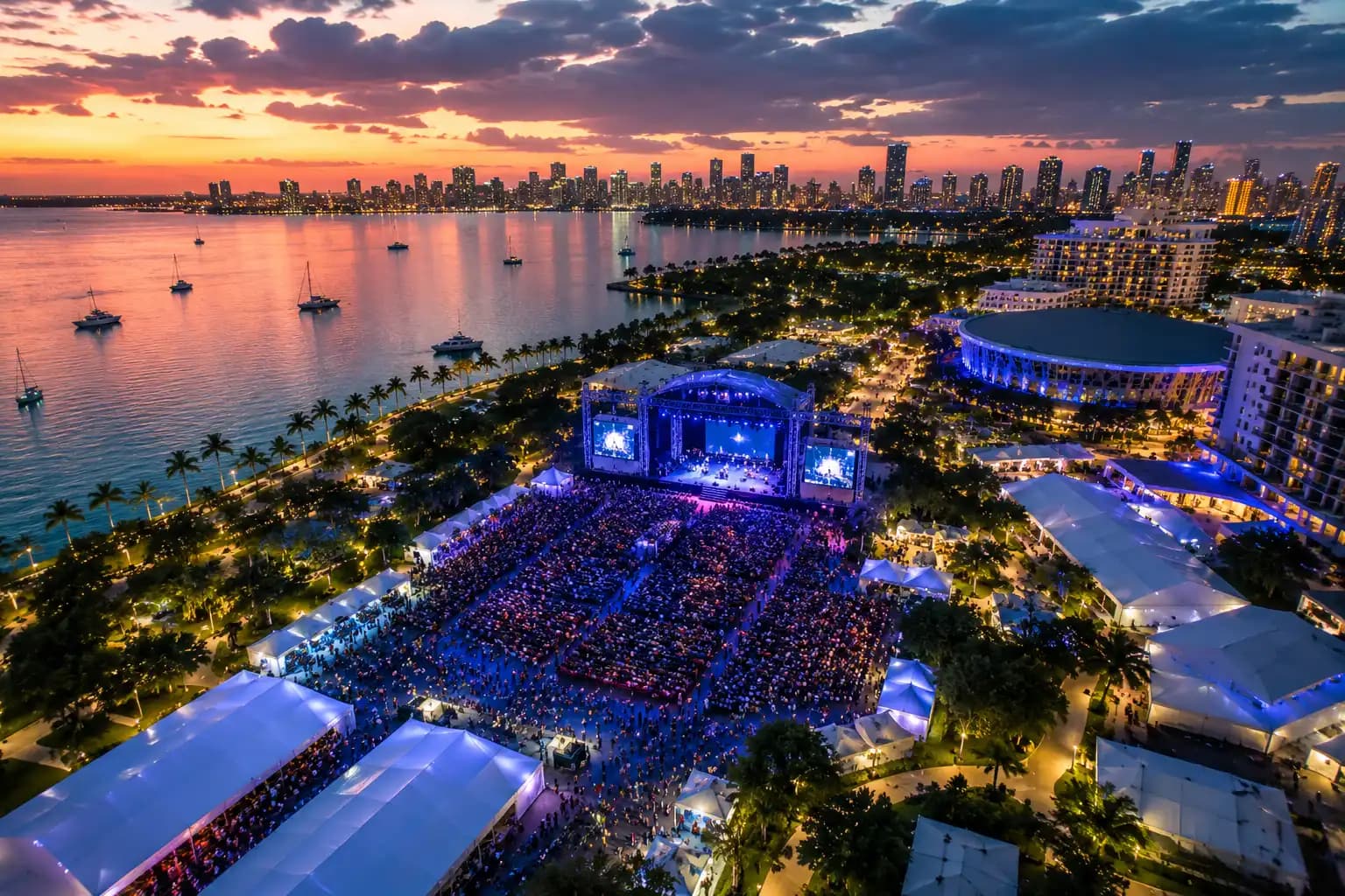 Event aerial coverage — drone shot over a live event in Dubai